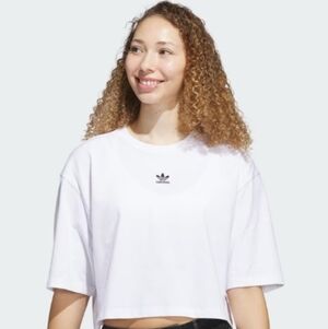 adidas essentials crop tee shirt white womens L